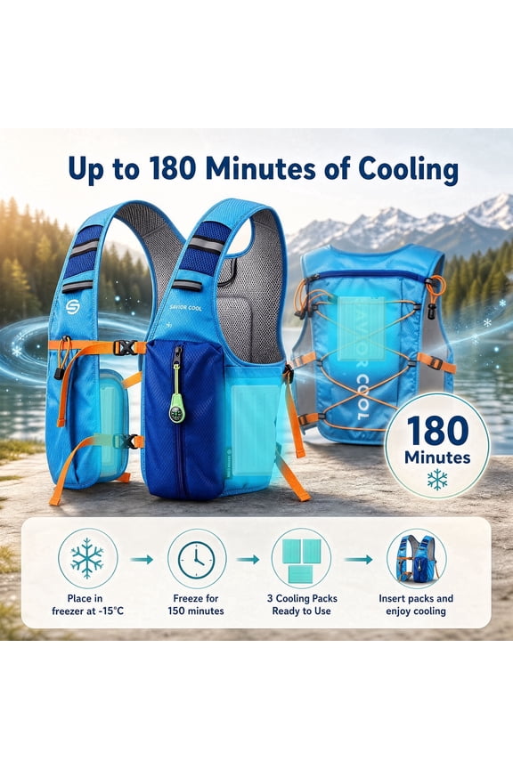 Cooling Hydration Vest with 2L BPA-Free Water Bladder, Running Vest with 3 Removable Cooling Packs, Lightweight Outdoor Hydration Pack for Hot Weather, Hiking, Cycling, Training