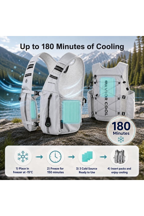 Cooling Hydration Vest with 2L BPA-Free Water Bladder, Running Vest with 3 Removable Cooling Packs, Lightweight Outdoor Hydration Pack for Hot Weather, Hiking, Cycling, Training