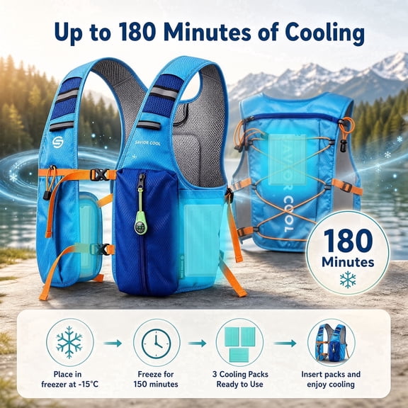 Cooling Hydration Vest with 2L BPA-Free Water Bladder, Running Vest with 3 Removable Cooling Packs, Lightweight Outdoor Hydration Pack for Hot Weather, Outdoor Work, Hiking, Cycling, Training
