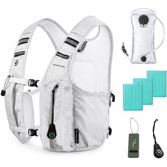 Cooling Hydration Vest with 2L BPA-Free Water Bladder, Running Vest with 3 Removable Cooling Packs, Lightweight Outdoor Hydration Pack for Hot Weather, Hiking, Cycling, Training