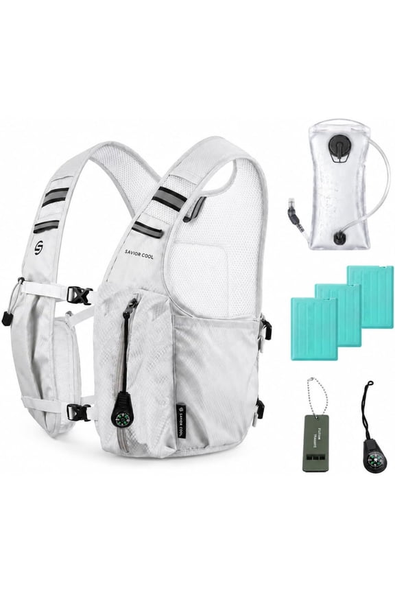 Cooling Hydration Vest with 2L BPA-Free Water Bladder, Running Vest with 3 Removable Cooling Packs, Lightweight Outdoor Hydration Pack for Hot Weather, Hiking, Cycling, Training