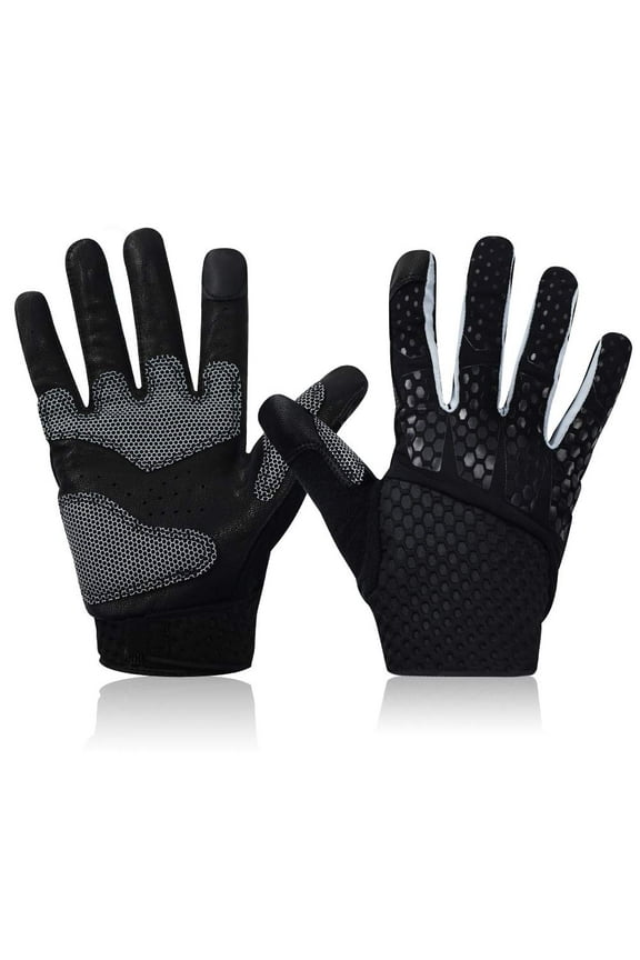 SAVIOR Full Finger Gym Gloves For Men Women,Palm Protection Workout Gloves,Thin Comfort Gloves For Running,Black