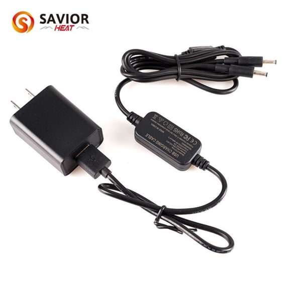 SAVIOR HEAT 8.4V DC Dual Port Battery Charger for Heated Gloves Mittens Liners Socks Jackets(USB Cable Included)
