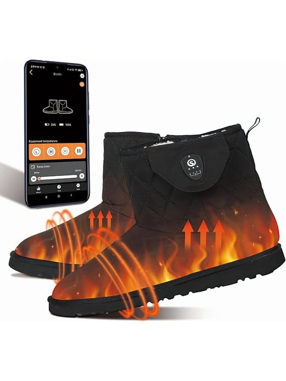 Heated Foot Warmer with App Control,7.4V Electric Heated Snow Boots for Men Women,Heated Shoes Slippers for Winter Skiing Fishing