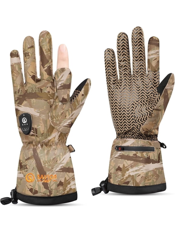 Heated Gloves APP CONTROL- Camouflage Hunting, Fishing, Shooting, Cold Weather Touchscreen Gloves for Men & Women