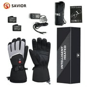 SAVIOR HEAT Heated Gloves for Men Women,【2024 Latest】 Rechargeable Electric Battery Heated Glove, Waterproof Ski Gloves Touchscreen Gloves for Cycling, Motorcycle, Snowboarding Outdoor Winter Sport