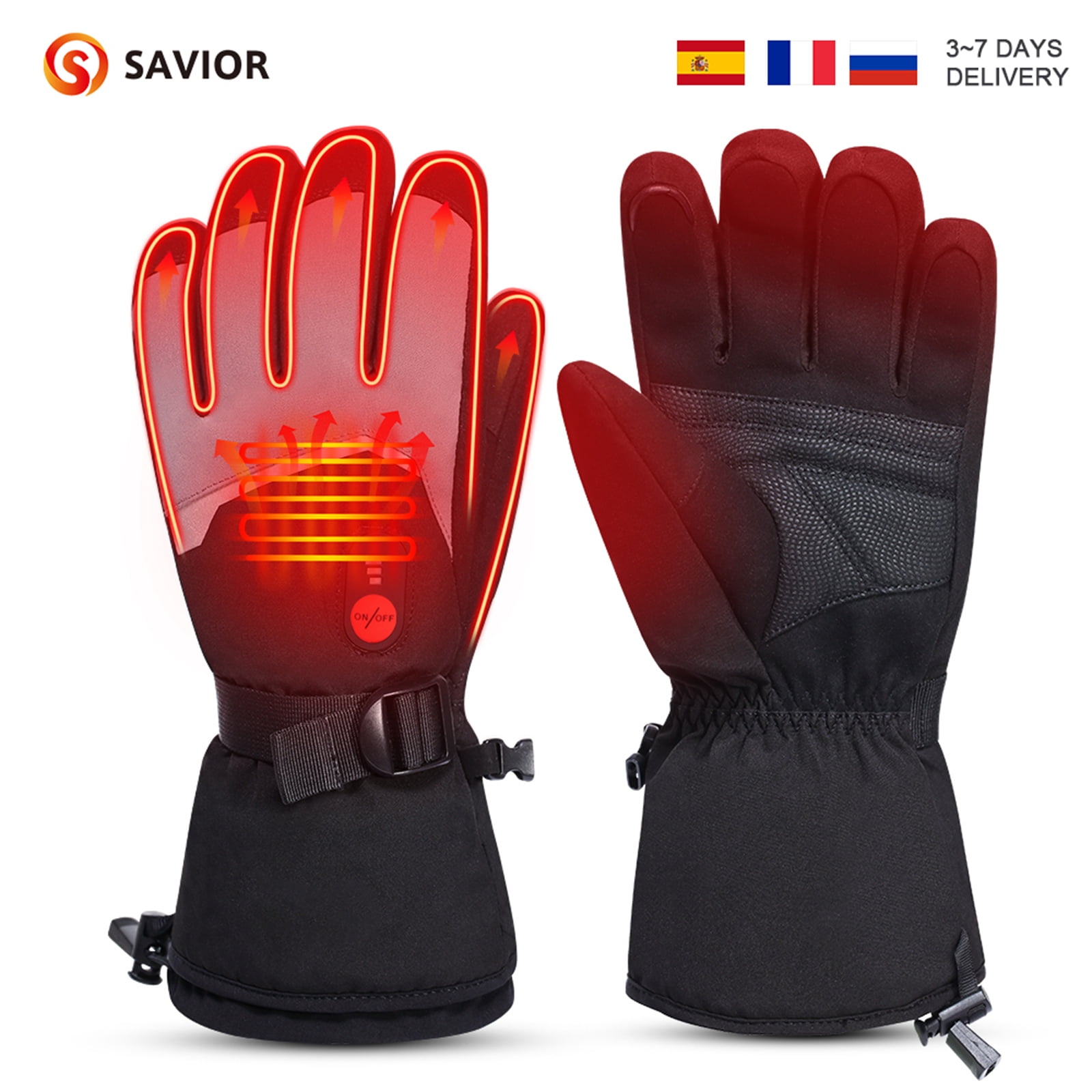 SAVIOR HEAT Heated Gloves for Men Women,【2024 Latest】 Rechargeable Electric Battery Heated Glove, Waterproof Ski Gloves Touchscreen Gloves for Cycling, Motorcycle, Snowboarding Outdoor Winter Sport