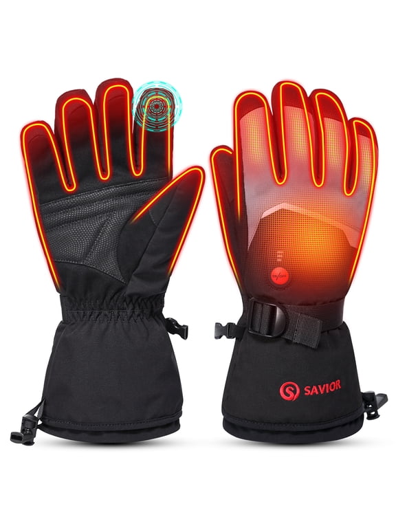 Heated Gloves for Men Women,【2024 Latest】 Rechargeable Electric Battery Heated Glove, Waterproof Ski Gloves Touchscreen Gloves for Cycling, Motorcycle, Snowboarding Outdoor Winter Sport