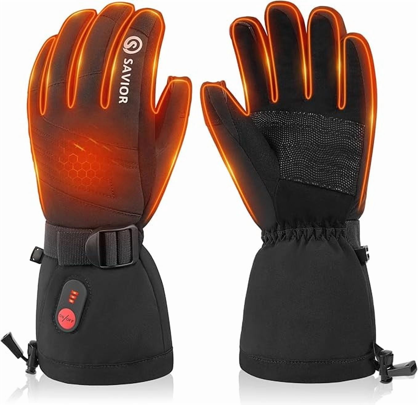 SAVIOR HEAT Heated Gloves for Men & Women - 3 Heat Levels, Rechargeable 7.4V 2200mAh, Touchscreen Water-Resistant, Ideal for Skiing, Snowboarding, Hiking, Outdoor Work