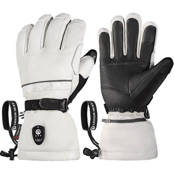 SAVIOR HEAT Heated Gloves for Men Women, EH 8 Pro Electric Leather Ski Gloves for Extreme Cold -5℉, Aero-Grade Aerogel 3M Insulation, 3000mAh Rechargeable Battery Waterproof for Skiers