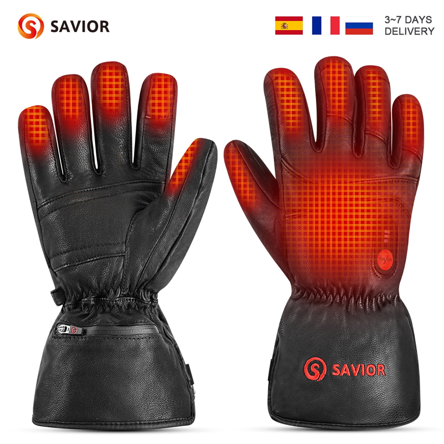 SAVIOR HEAT Heated Gloves Skiing Heated Gloves Warm Gloves Winter Touch Screen Waterproof Cold Weather Gloves for Outdoor Work, Travel, Riding, Skiing, Hunting