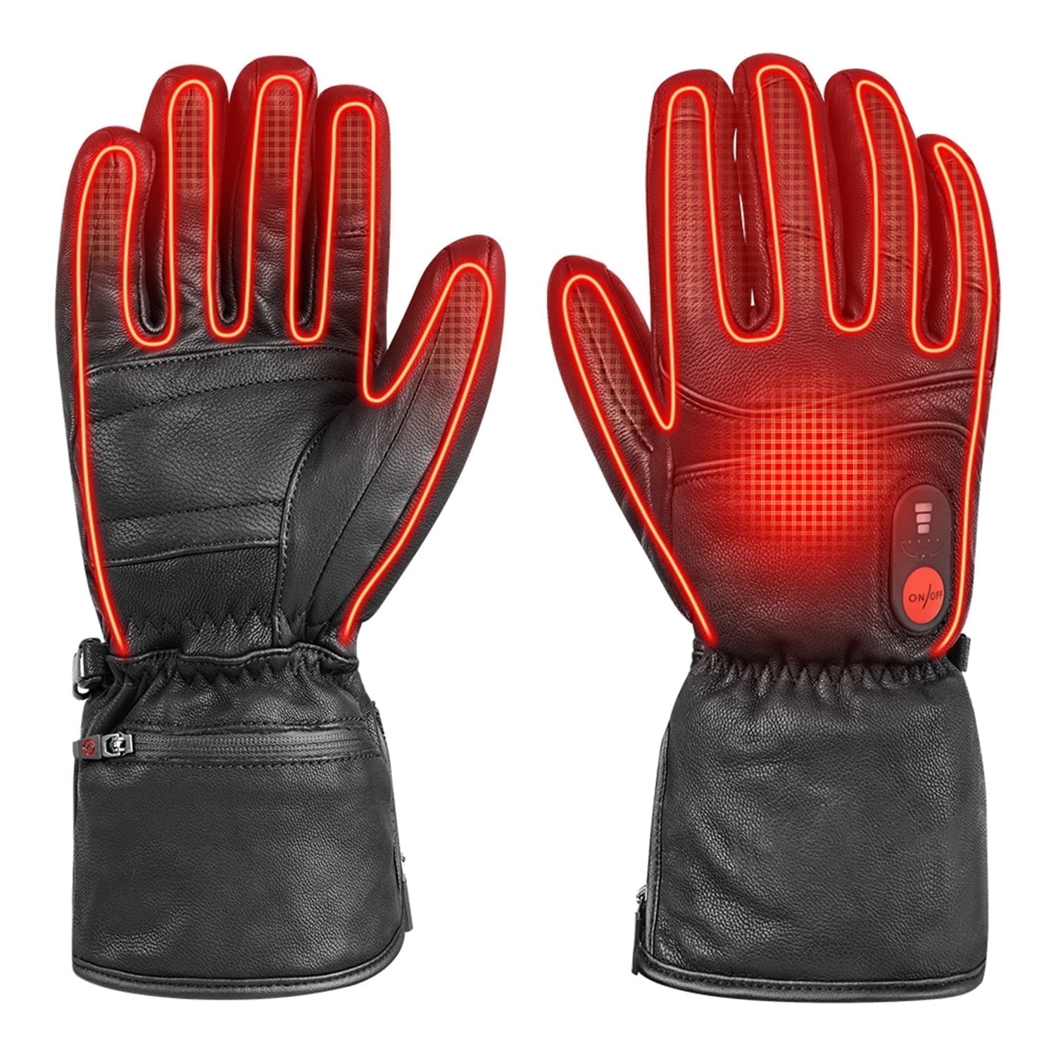 SAVIOR HEAT Heated Gloves for Men Women, Electric Rechargeable Battery Leather Thick Gloves for Motorcycle Ski Hunting Riding