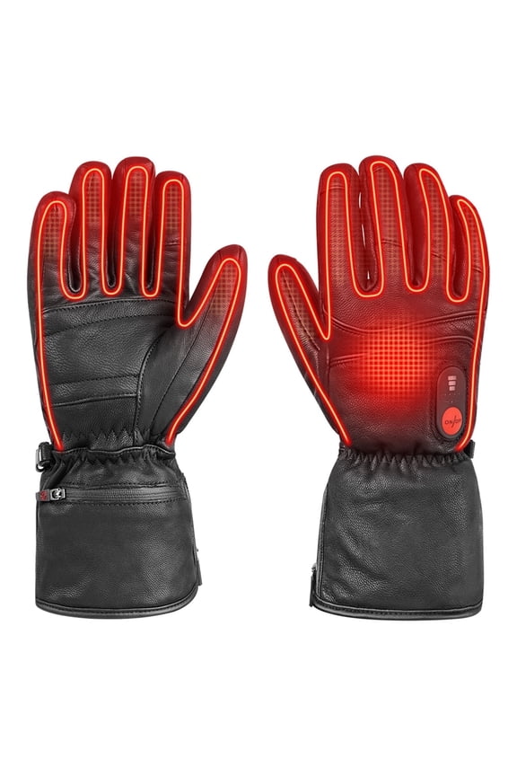 Heated Gloves for Men Women, Electric Rechargeable Battery Leather Thick Gloves for Motorcycle Ski Hunting Riding