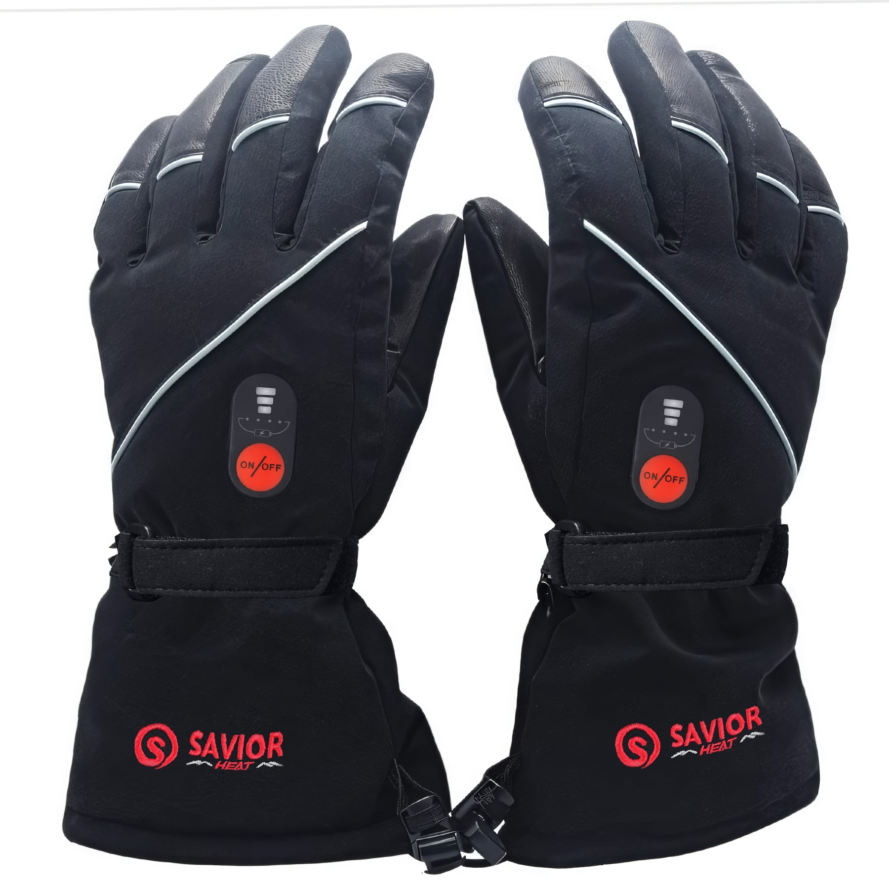 SAVIOR HEAT Heated Gloves for Men Women, Rechargeable Electric Heated Leather Skiing and Snowboarding Gloves