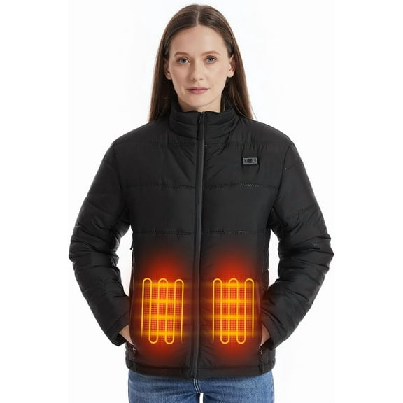 SAVIOR HEAT Heated Jacket Coat for Women, 5-Zone Carbon Fiber Heating with Dual Control, Windproof and Splash Resistant