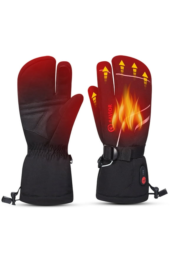 Heated Mittens Battery Gloves Men Women, Flexible Crab Finger Rechargeable Ski Mitten with 7.4V 2200mAh Battery for Winter Snow Skating Camping Hunting Hiking Motorcycle