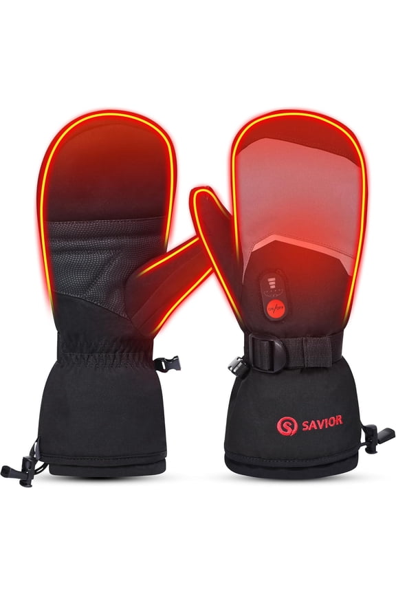 Heated Mittens Battery Ski Gloves, Electric Rechargeable Mitts for Skiing Camping Hiking Arthritis Hands Men Women