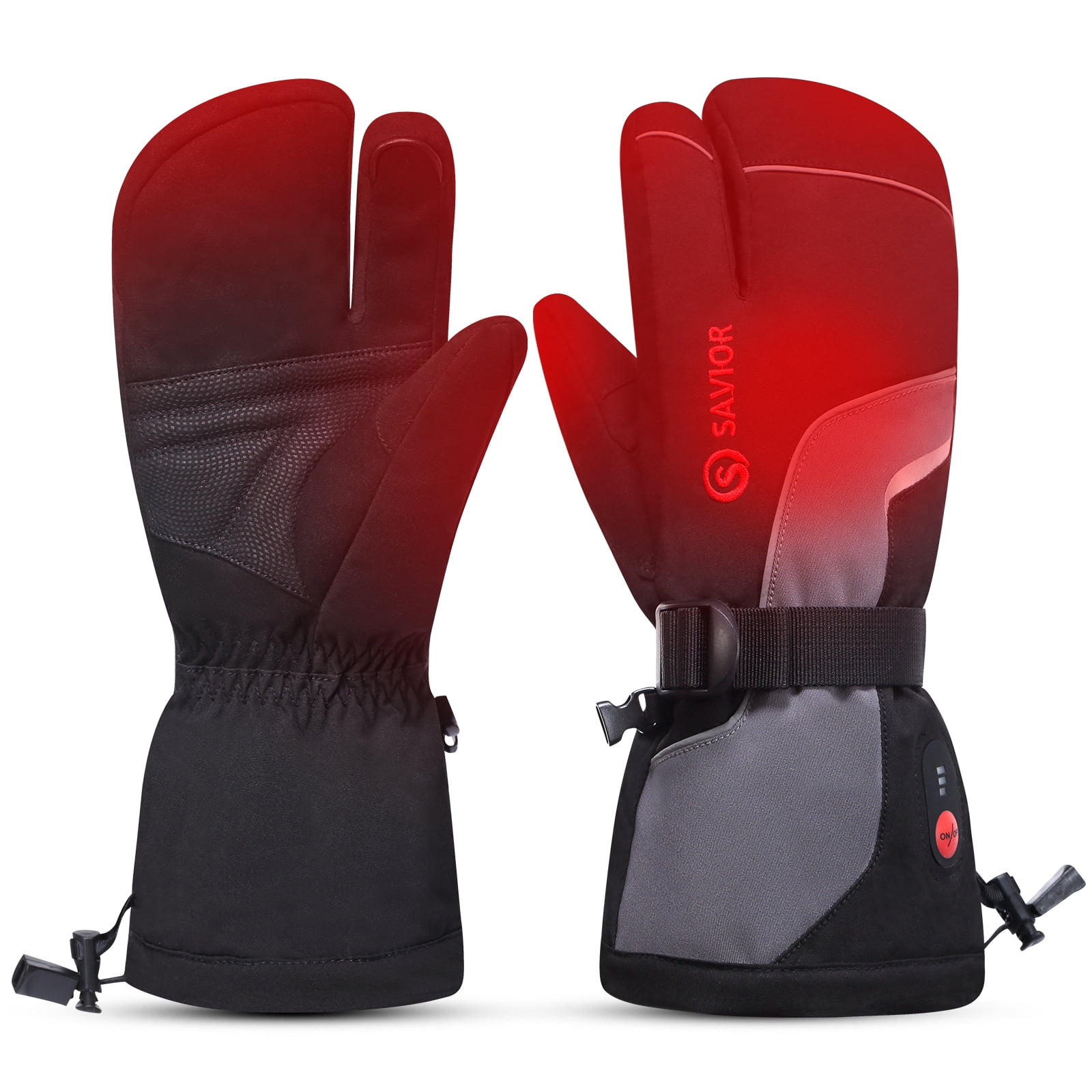 SAVIOR HEAT Heated Mittens for Men & Women – Rechargeable 7.4V 2200mAh, Touchscreen Waterproof Ski Gloves for Skiing, Snowboarding, Camping, Hiking