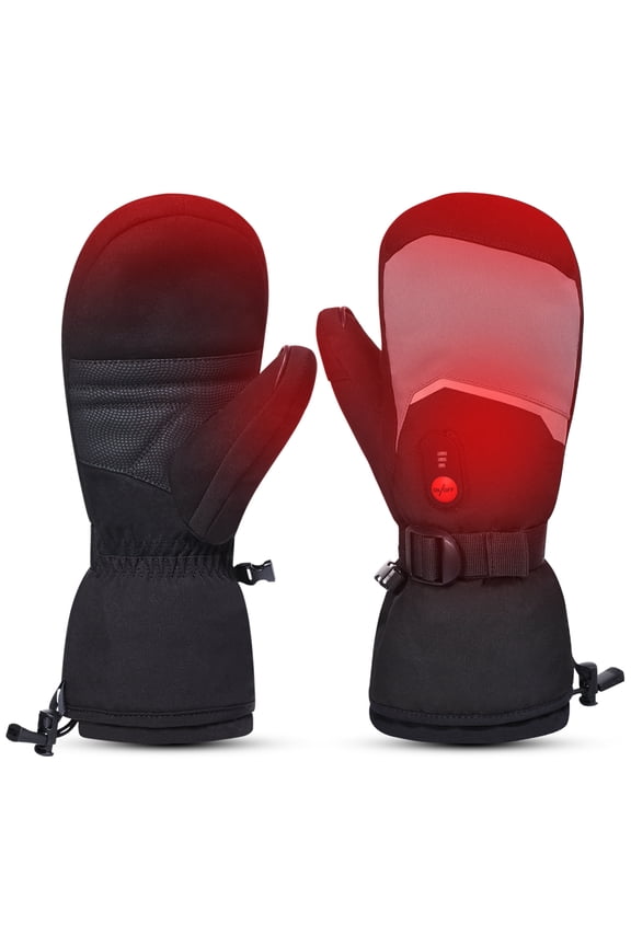 Heated Ski Gloves, Heated Mittens for Men Women,7.4V Rechargeable Battery Gloves for Skiing Hiking