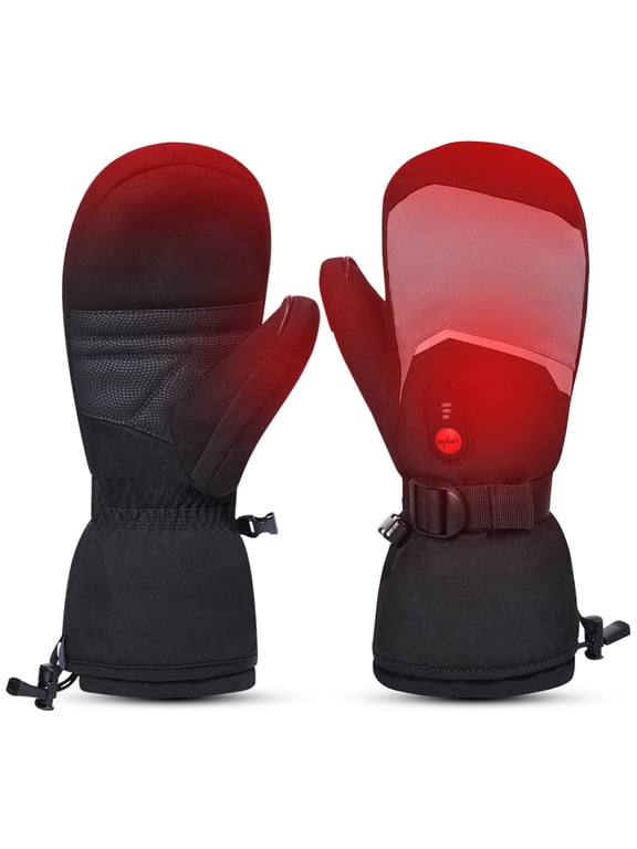 Heated Ski Gloves, Heated Mittens for Men Women,7.4V Rechargeable Battery Gloves for Skiing Hiking