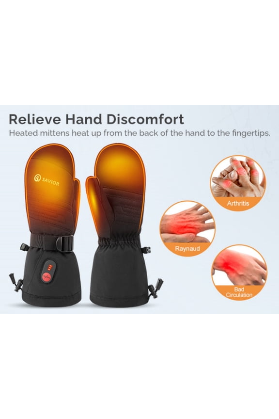 Heated Ski Mittens – 3 Heat Levels, Waterproof Windproof, Touchscreen for Skiing, Snowboarding & Winter Outdoor Activities