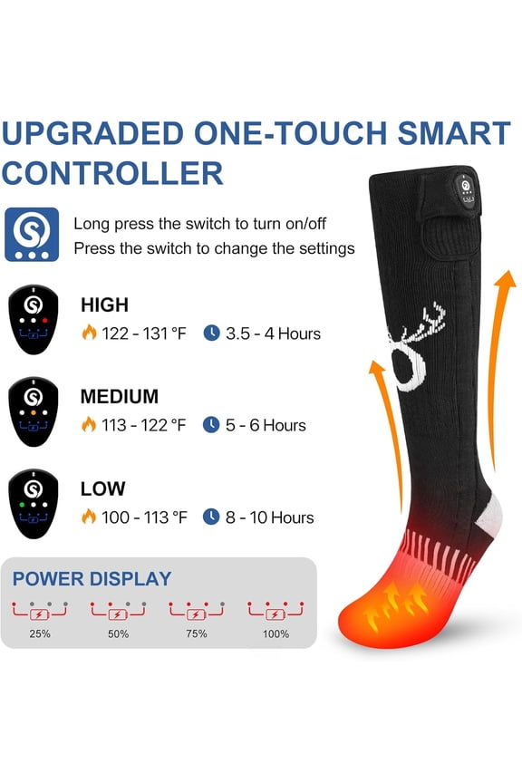 Heated Ski Socks for Men & Women – App-Controlled Rechargeable Electric Heating Socks for Skiing, Snowboarding, Winter Sports & Cold Weather Activities
