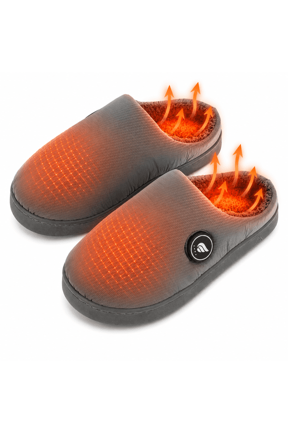 Heated Slippers for Men Women, Rechargeable Electric Foot Warmer Shoes with 3 Heat Settings, Non-Slip Sole, 2200mAh Battery, Indoor Outdoor