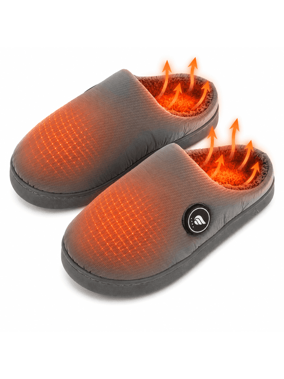 Heated Slippers for Men Women, Rechargeable Electric Foot Warmer Shoes with 3 Heat Settings, Non-Slip Sole, 2200mAh Battery, Indoor Outdoor