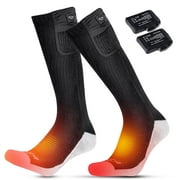 SAVIOR HEAT Heated Socks Rechargeable Electric Settings - for Men Women,Upgraded 7.4V Socks with Battery,3 Heat Setting Washable Winter Warm Socks Feet Warmers for Skiing Walking Driving Riding