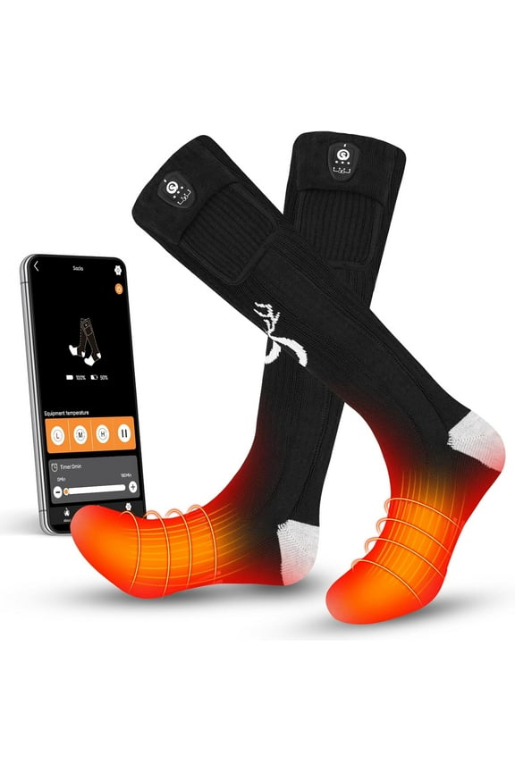 Heated Socks for Men & Women, App Control Rechargeable Electric Heating Warm Socks with 7.4V 2200mAh Battery