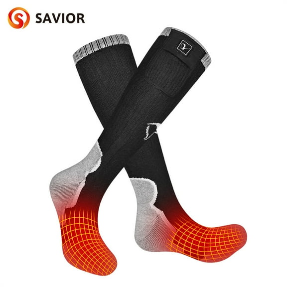 SAVIOR HEAT Heated Socks for Men Women, Rechargeable Electric Socks for Cold Feet
