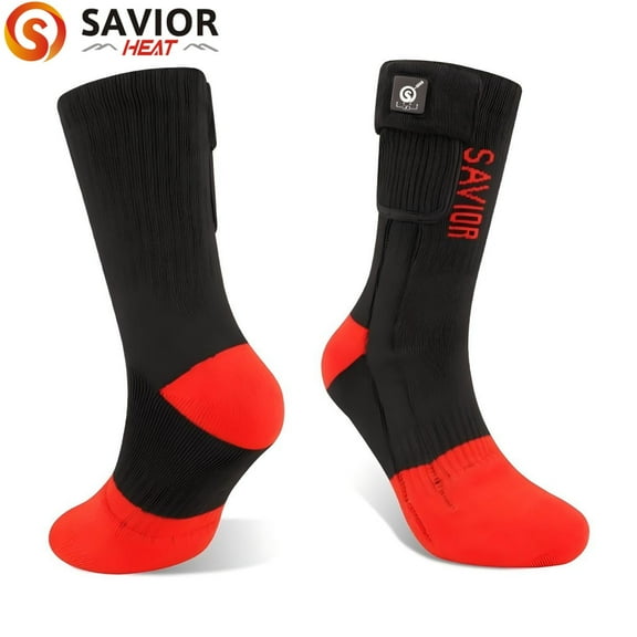 SAVIOR HEAT Heated Socks for Men Women, Rechargeable Electric Socks with 3 Heating Levels, Winter Warm Socks for Skiing Hiking