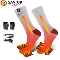 SAVIOR HEAT Heated Socks for Men Women, Rechargeable Electric Socks with 3 Heating Levels, Winter Warm Socks for Skiing Hiking