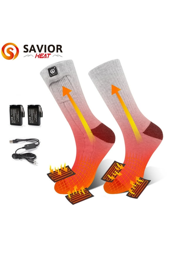 Heated Socks for Men Women, Rechargeable Electric Socks with 3 Heating Levels, Winter Warm Socks for Skiing Hiking
