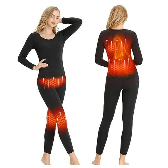 SAVIOR HEAT Heated Thermal Underwear Set for Men & Women - Black & Gray, 30Sec Fast Heating, 3 Temp Settings (100℉-150℉), 7.4V 3000mAh Rechargeable Batteries, Breathable Polyester - Ideal for Winter