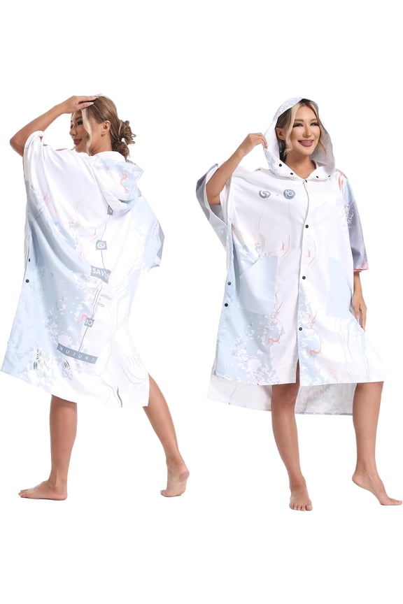 Hooded Surf Poncho, Microfiber Changing Robe With Pockets, Unisex Oversized Beach Cover Up For Swimming Surfing Camping
