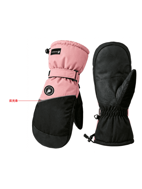 Kids Heated Ski Mittens, Waterproof Electric Snow Mittens with Rechargeable Battery, Anti-Lost Reflective Design for Boys Girls Winter Skiing, Snowboarding