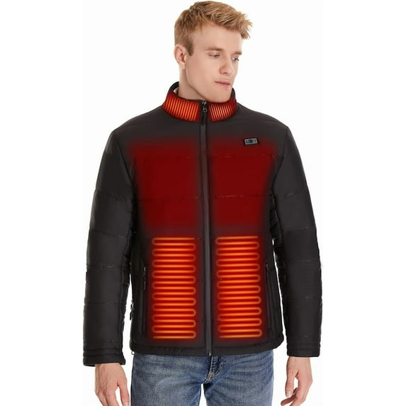 SAVIOR HEAT Men Heated Jacket Soft Cotton Fabric,Windproof Waterproof 7.4V Power Bank Technology