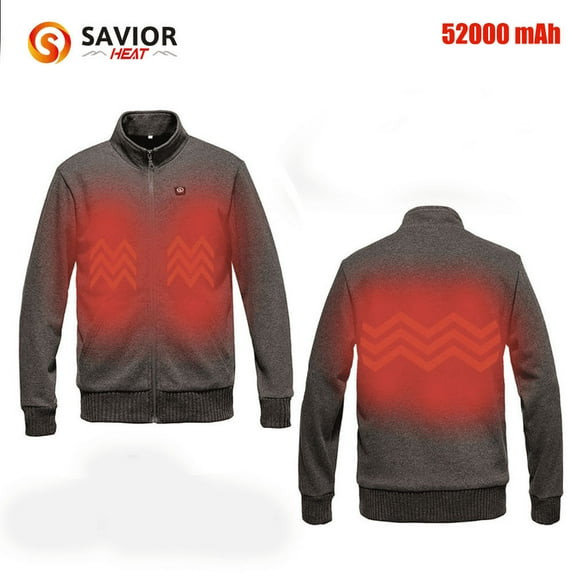 SAVIOR HEAT Men's Heated Jacket-Full Zip Winter Coat with Rechargeable 7.4V Battery Pack Outdoor Electric Heating Sweatshirt
