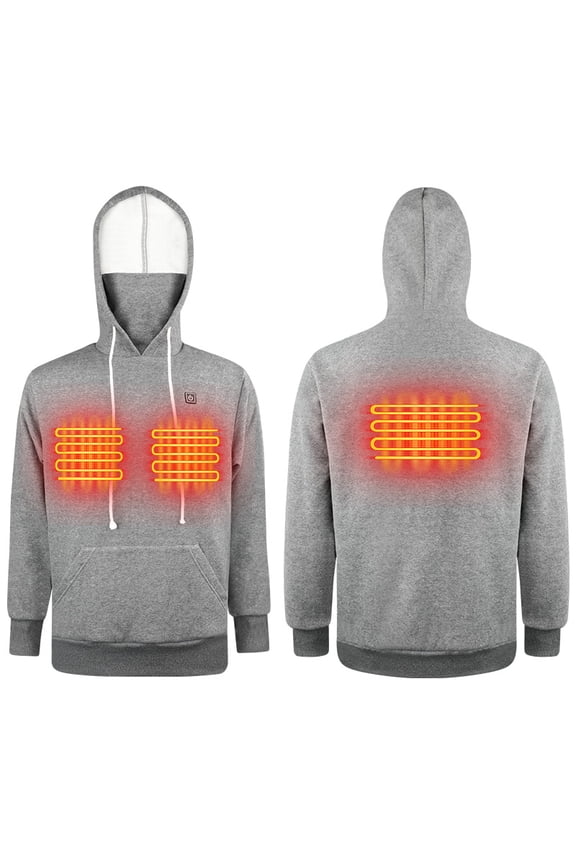 Rechargeable Battery Heated Men's Hoodie - 3 - Level Temperature Control, 100% Cotton, for Winter Outdoor Activities