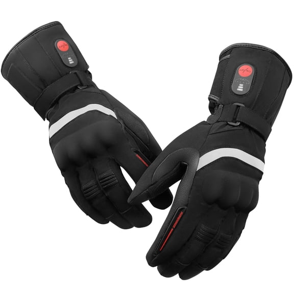 SAVIOR HEAT Rechargeable Men's Heated Motorcycle Gloves,7.4V Battery Powered Waterproof Electric Motorbike Winter Hand Warmer, Black