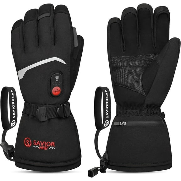 SAVIOR HEAT Upgraded Rechargeable Heated Gloves – 3000mAh Battery, 3 Heat Levels up to 150°F, Waterproof Touchscreen for Skiing, Snowboarding, Camping & Hiking