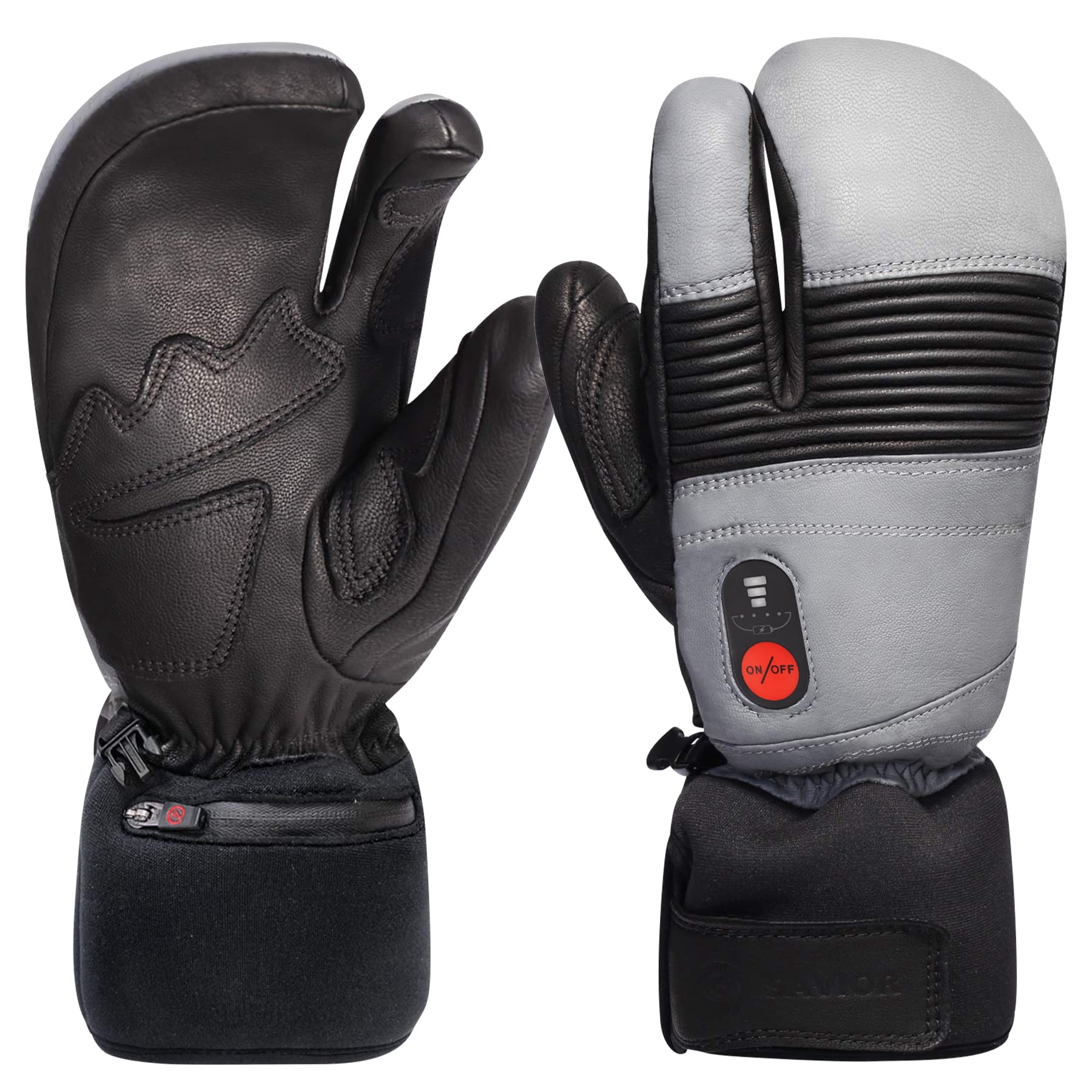 SAVIOR HEAT Winter Electric Heated Gloves Warm Men Women Sheepskin Leather Waterproof Rechargeable Battery Warm Hand Ski Gloves
