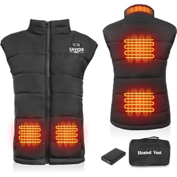 SAVIOR HEAT Women's Heated Vest With Battery Pack 7.4V, Warming Slim Fit Rechargeable Electric Heating Vest Warmth 10hrs