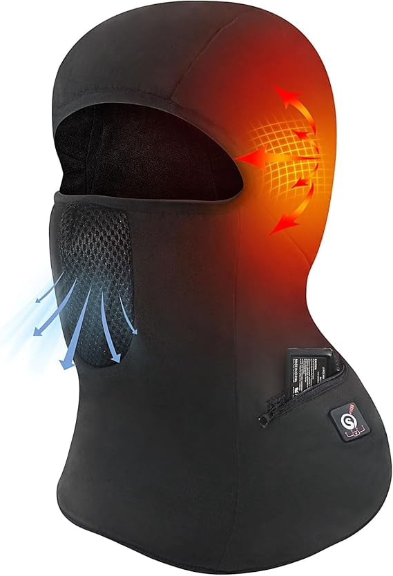 SAVIOR Heated Battery Balaclava Face Ski Mask,Heated Ski Mask for Men Women,Windproof Heated Hat Motorcycle Riding