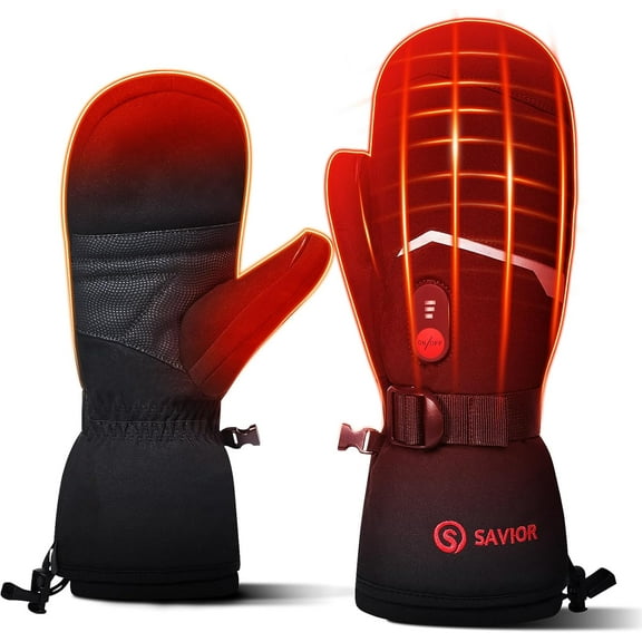 SAVIOR Heated Ski Gloves, Heated Gloves for Men Women,7.4V Rechargeable Heated Gloves for Skiing Hiking