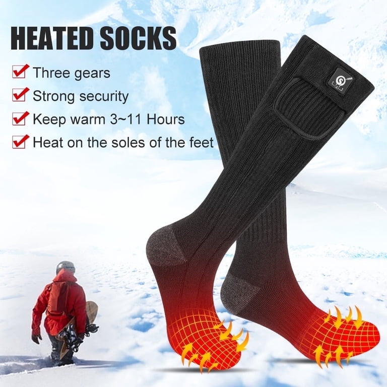 Chaussettes Chauffantes Rechargeables 5000mAh - Chaleur Jusqu'à 65°C, Idéales Ski, Camping Hiver Et Randonnée