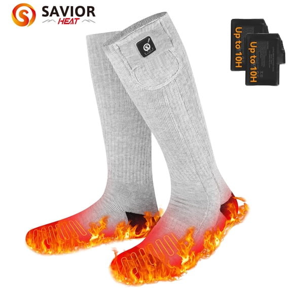 SAVIOR HEAT Heated Socks for Men Women Rechargeable Battery Electric Socks Winter Foot Warmer Outdoor Skiing Hunting Fishing