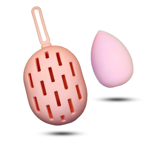 SAVPACK Makeup Applicator Sponge, Detachable Loop, Cross-Hatched Raised Side, Silicone, Pink
