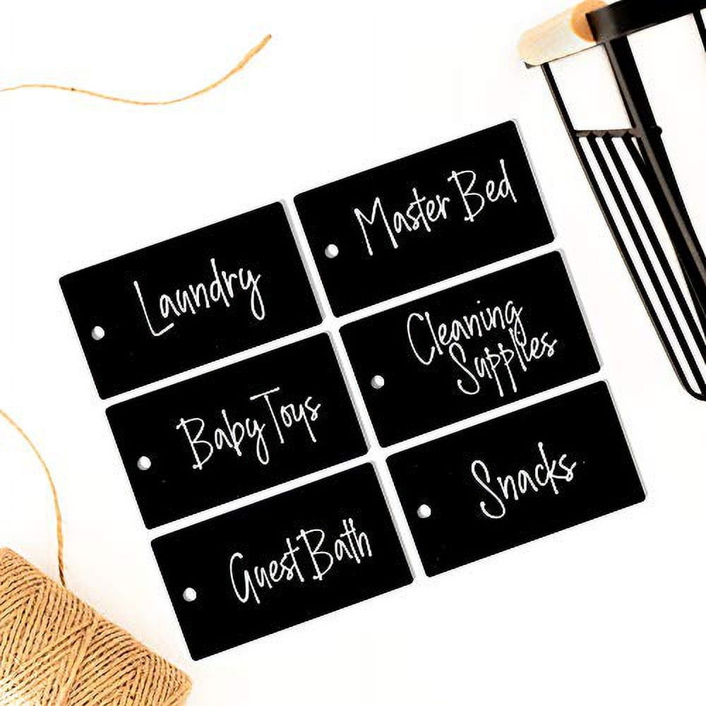 SAVVY & SORTED 12 Black Basket Tags Label Holders for Storage Bins